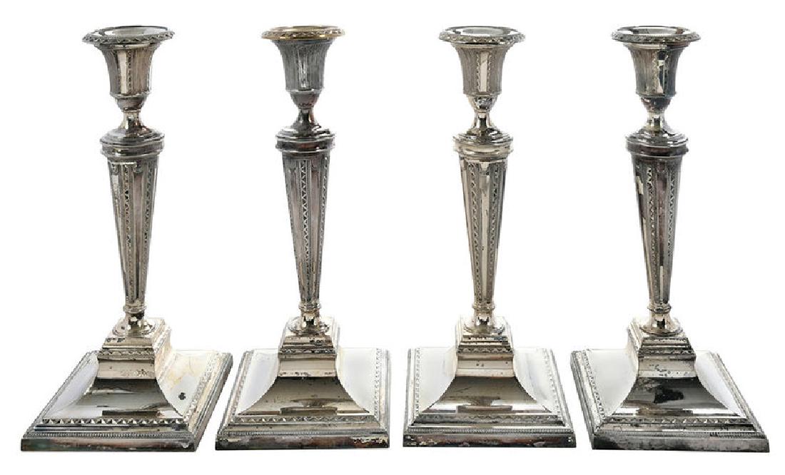 Set of Four Silver-Plate Candlesticks (1 of 8)