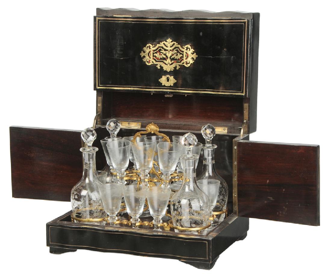 Napoleon III Boulle Style Tantalus Set (1 of 6)