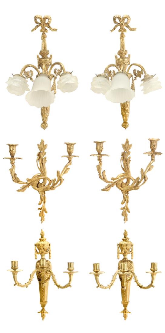 Three Pairs Louis Style Gilt Bronze Wall Lights (1 of 13)