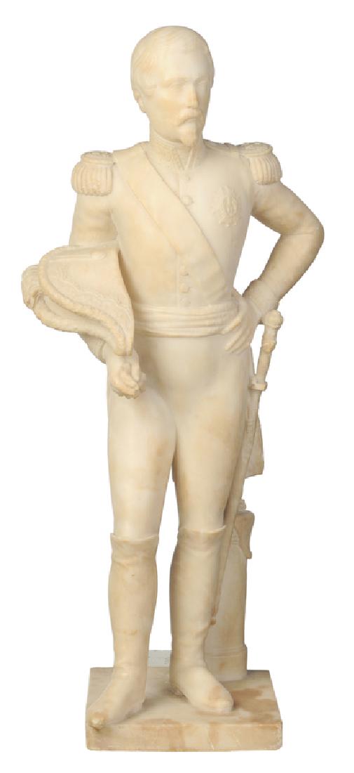 Continental School: (19th century) Napoleon III, unsigned, alabaster, 24-1/2 in. Provenance: From the Collection of Daniel Bibb, Atlanta, GeorgiaNote: This object was exhibited at the New Orleans Museum of Art and the Bi