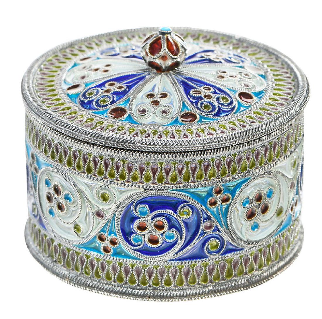 Fabergé or Fabergé Style Silver Plique-à-Jour Box (1 of 10)