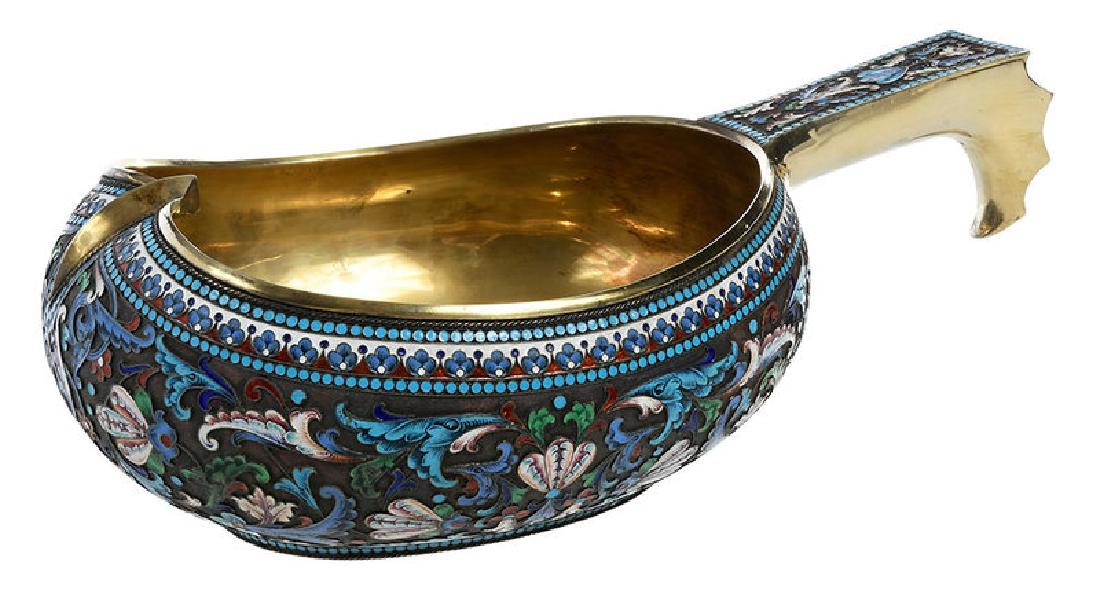 Large Russian Gilt Silver Champlevé Kovsh (1 of 16)