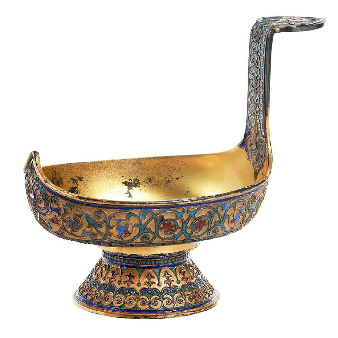Russian Gilt Silver Champlevé Kovsh (1 of 14)