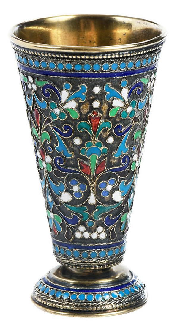 Russian Silver Champlevé Miniature Vase (1 of 9)