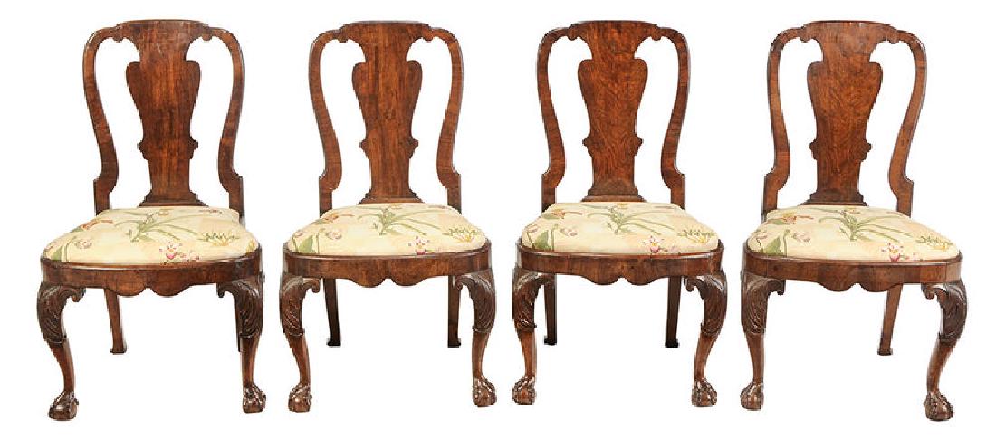 Set of Four George I Carved Walnut Side Chairs (1 of 8)