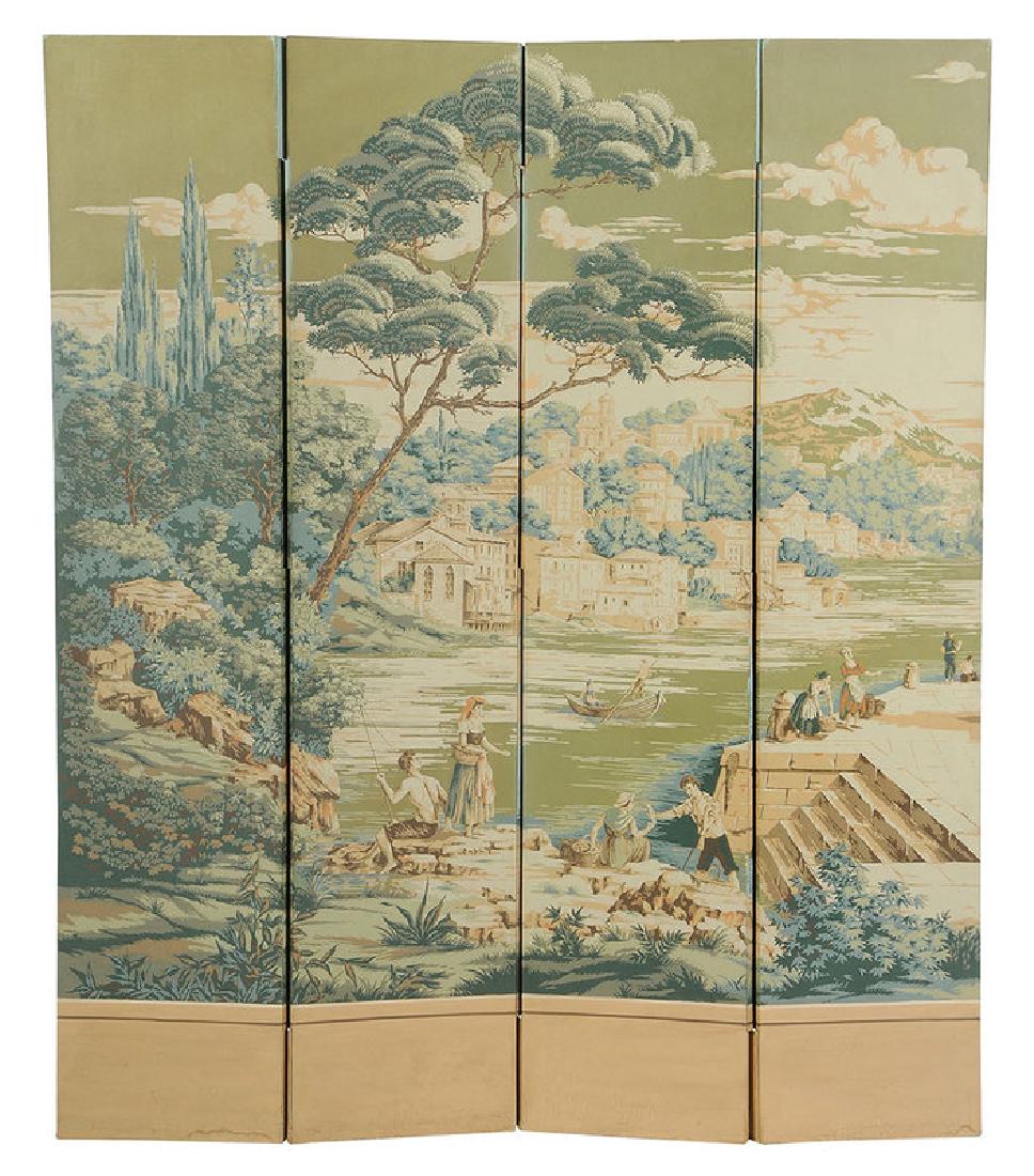 French Block Printed Four Panel Room Screen (1 of 4)