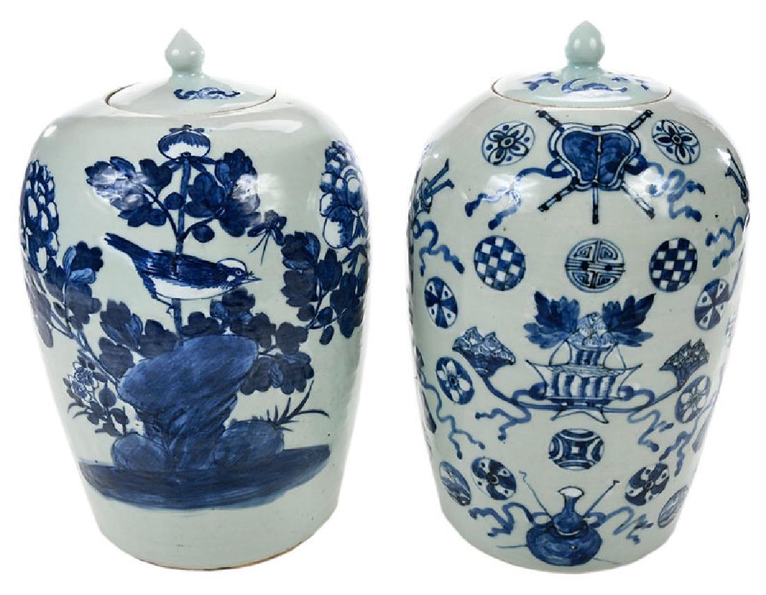 Two Chinese Blue and White Lidded Jars (1 of 10)