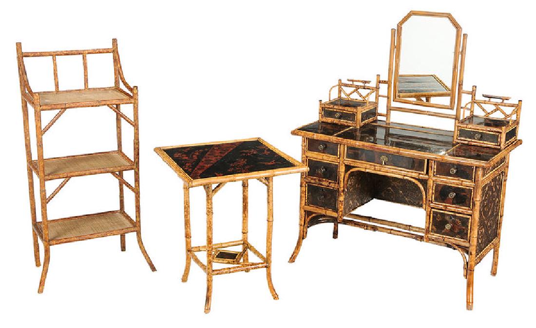 Victorian Bamboo Table and Desk with a Later Bookshelf (1 of 4)