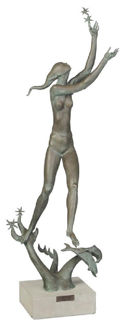 Frank Eliscu: (New York/Florida, 1912-1996) The Starfish Catcher, stamped "Modern Art Fdry N.Y.", patinated bronze 42 in. with cement base Note: Frank Eliscu is best known for his design for the Heisman Trophy