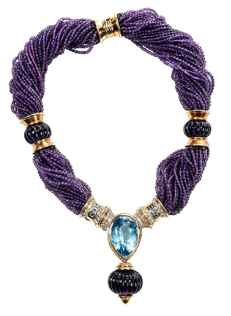 18kt. Amethyst, Blue Topaz and Diamond Necklace (1 of 16)