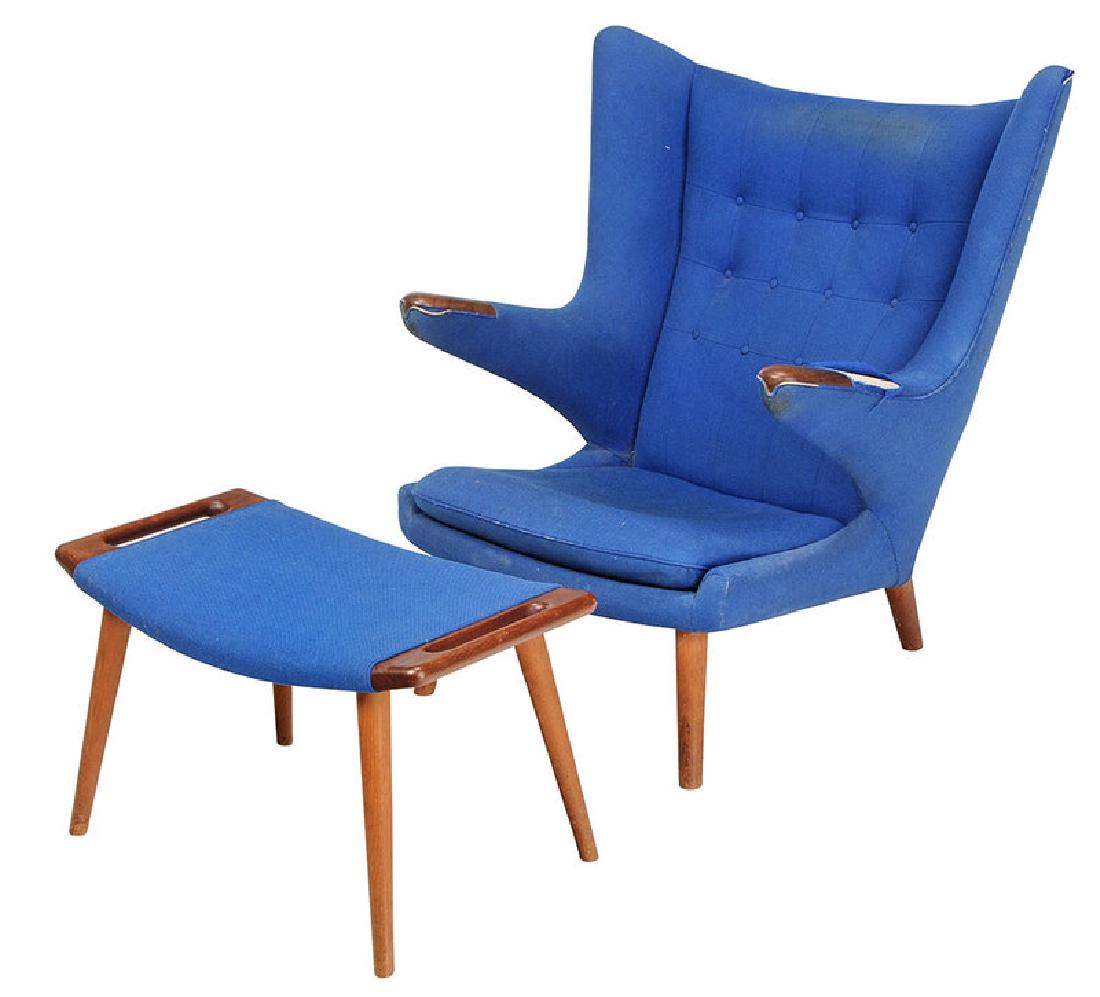 Celebrated Hans Wegner Papa Bear Chair and Stool (1 of 10)