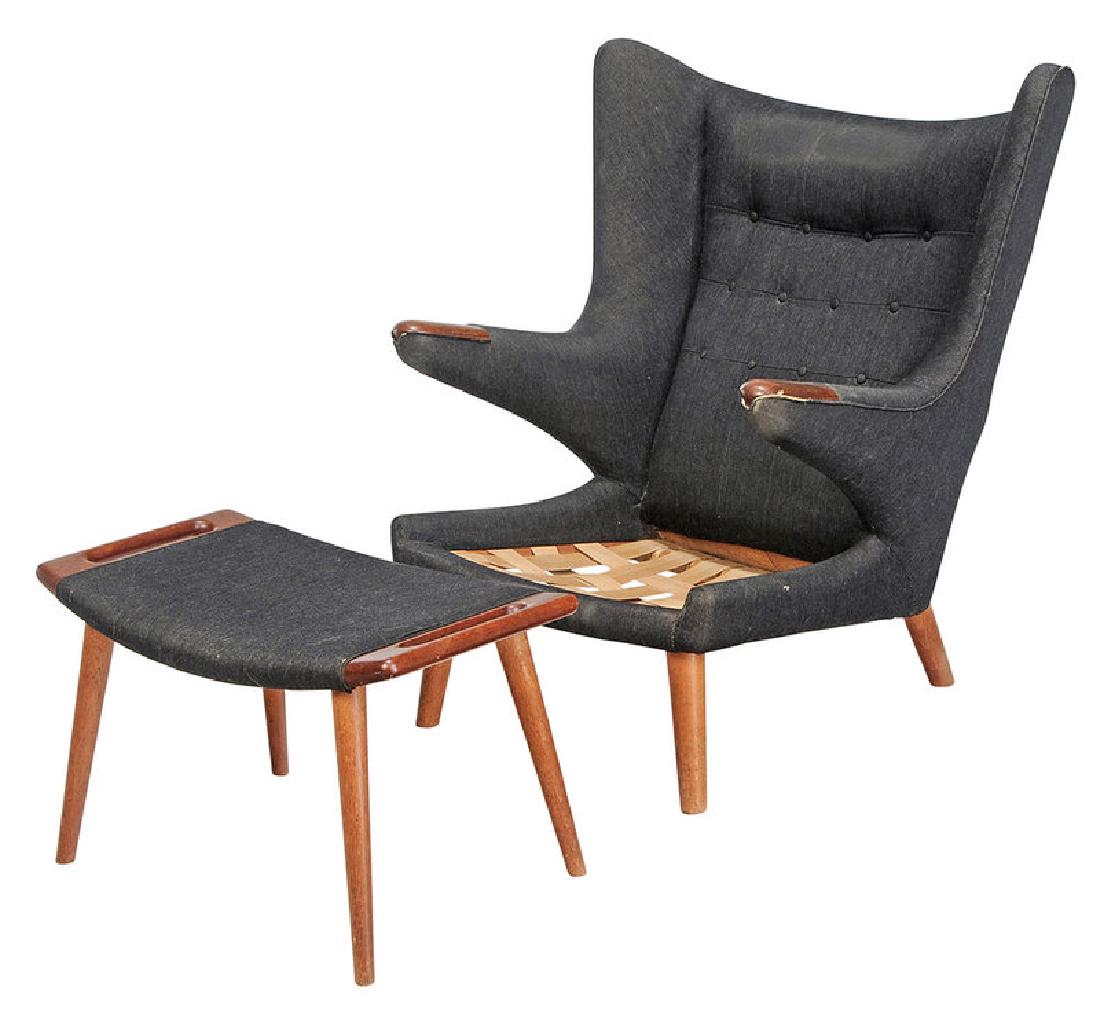 Celebrated Hans Wegner Papa Bear Chair and Stool (1 of 10)