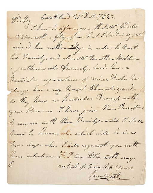 Revolutionary War Era Letter, 1782