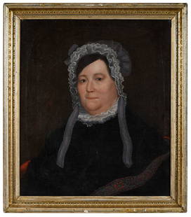 Attributed to Ezra Ames: (Massachusetts/New York, 1768-1836) Portrait of a Lady, unsigned, oil on canvas, 28 x 24 in.; period gilt wood frame, 32 x 28 in.