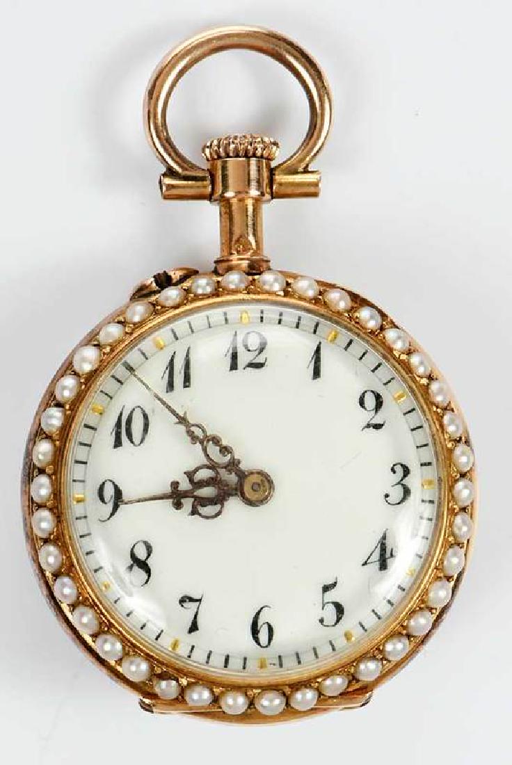 Antique Diamond, Enamel & Pearl Pocket Watch (1 of 6)