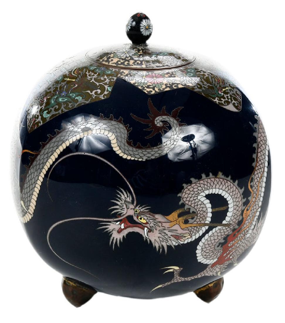 Japanese Cloisonne Lidded Jar (1 of 2)