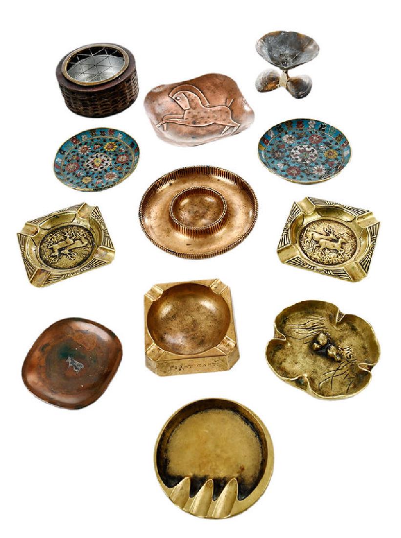 Twelve Pieces Cast Bronze and Metal Ashtrays (1 of 3)