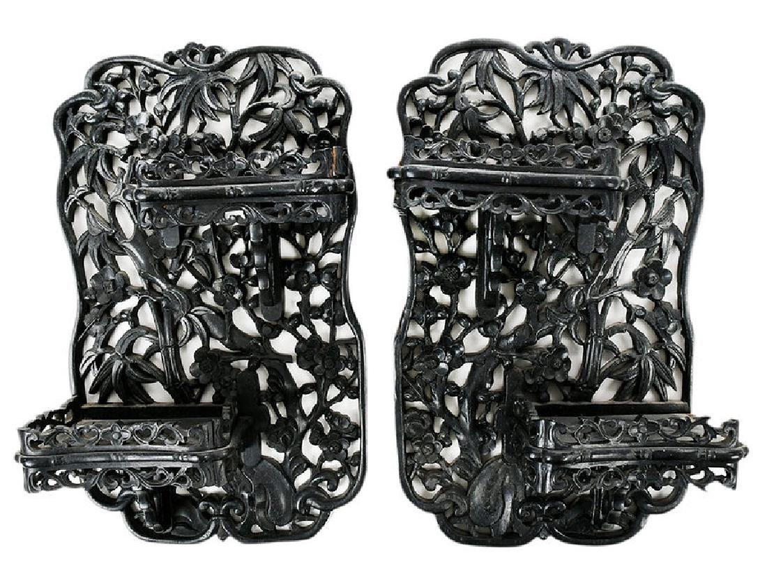 Two Chinese Carved Wood Wall Brackets (1 of 2)