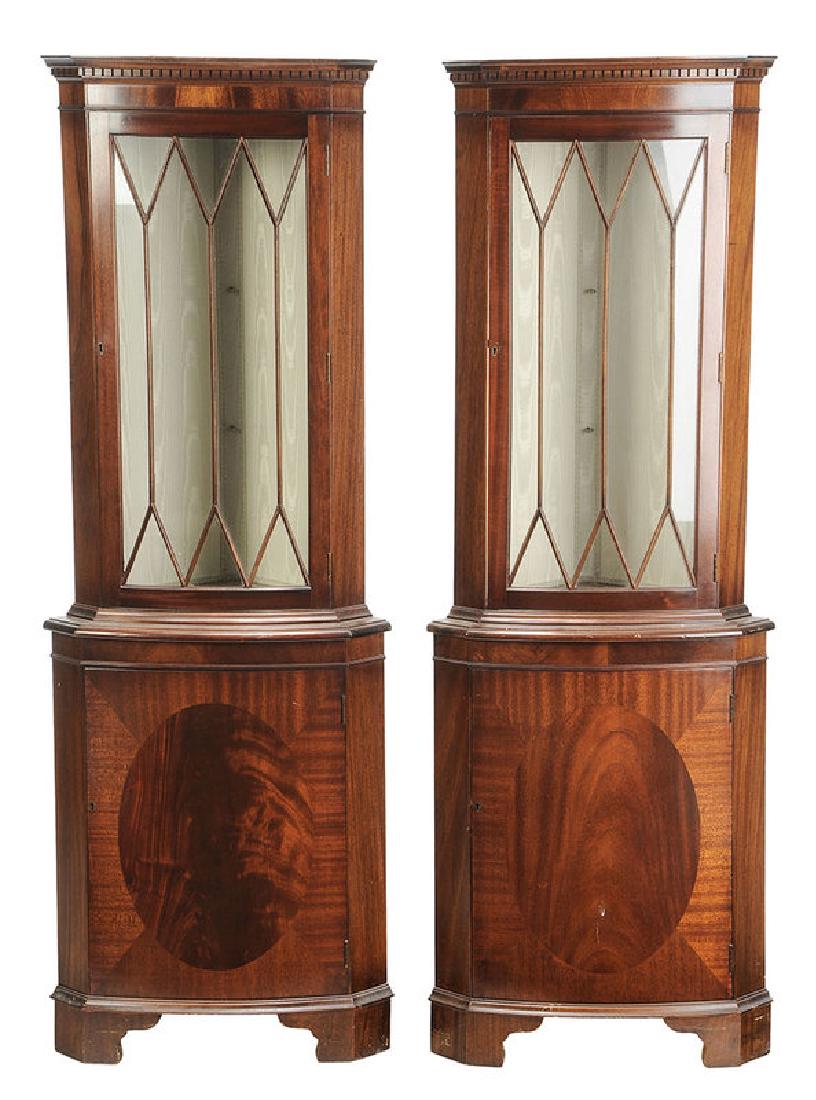 Pair Chippendale Style Mahogany Corner Cabinets (1 of 1)