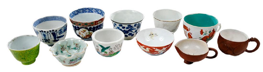 11 Asian Tea Cups with Assorted Carved Stands (1 of 4)