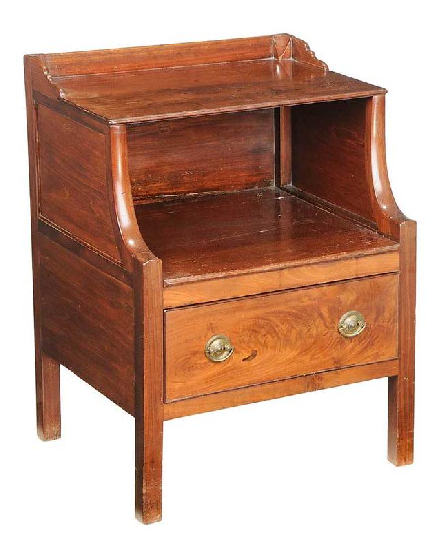 George III Mahogany Bedside Table: British, late 18th/early 19th century, single dovetailed drawer, paneled sides, 29-1/2 x 22 x 19-1/2 in.