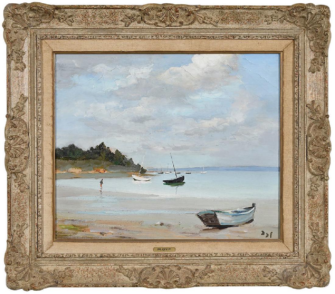 Marcel Dyf: (French, 1899-1985) [Anse de Kerners (Morbihan)], signed lower right "Dyf", oil on canvas, 18-1/4 x 21-5/8 in.; painted wood and composition frame, 26-1/4 x 29-3/4 in. Note: No. 664 (per label verso)