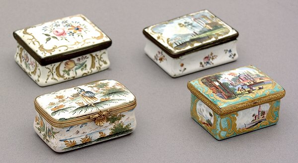 Four enameled boxes