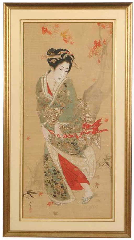 Japanese 19th Century Geisha Painting