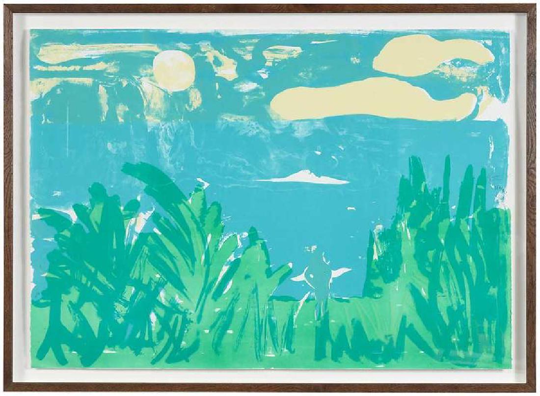 Romare Bearden: (New York/North Carolina, 1911-1988) Caribbean Landscape, 1983-1985, A.P. edition VIII/VIII aside from an edition of 200, signed middle right edge "Romare/Bearden", serigraph, 29-1/2 x 42-3/8 in.; mod