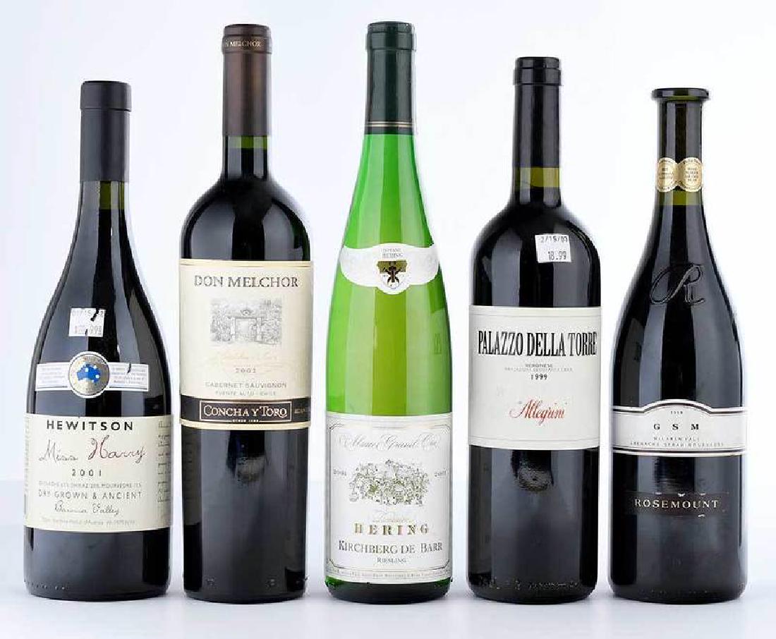 Five Vintage Italian, Australian, Chilean Wines: 1999 Allegrini Palazzo della Torre, Veronese; McLaren Vale, 1999 Rosemount GSM; Barossa Valley, 2001 Hewitson, Miss Harry; Alsace Grand Cru, 2001 Domaine Pierre Hering, Riesling Kirchberg de Barr; Pue