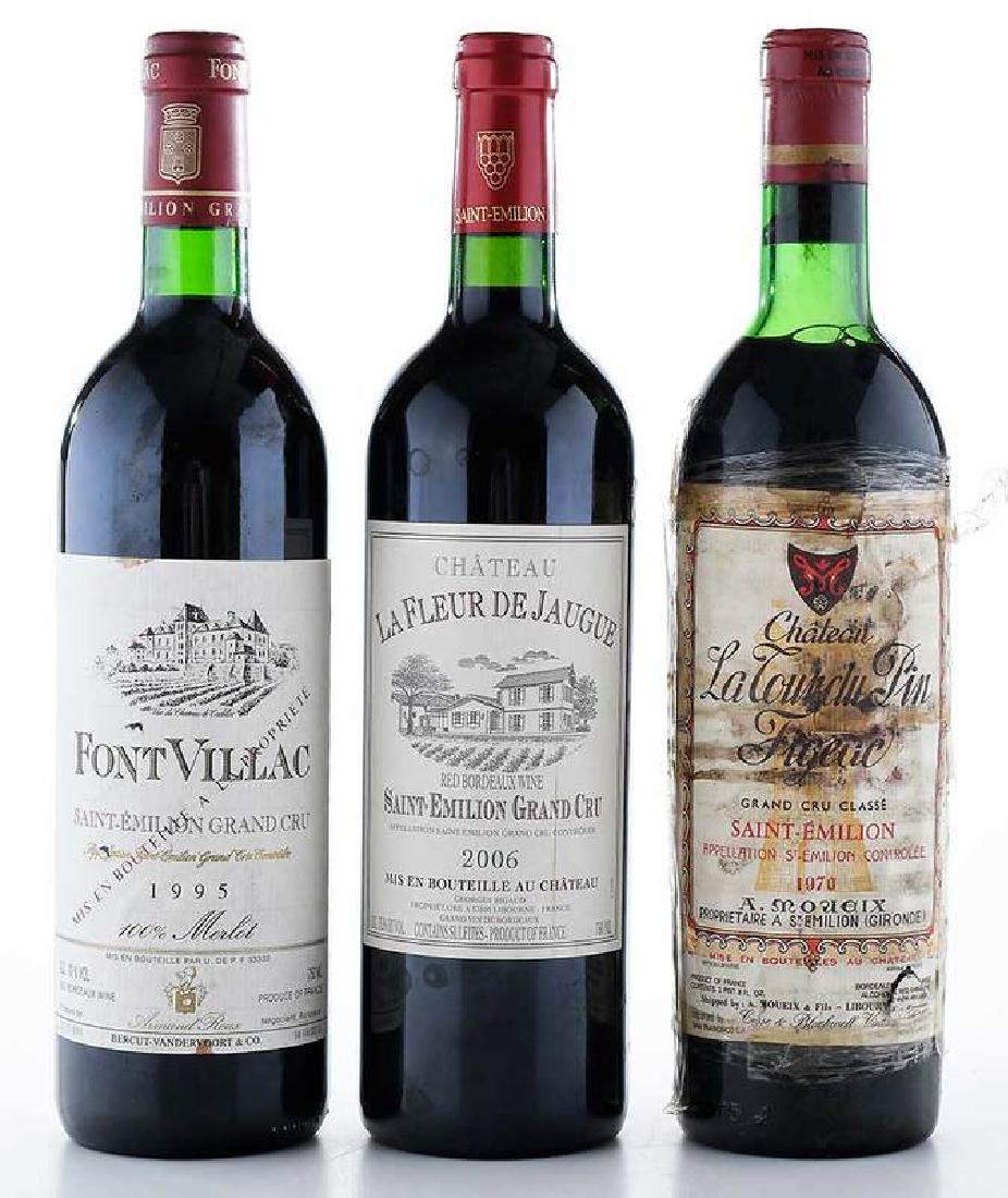 Three Bottles Vintage Saint-milion Grand Cru: Médoc, Bordeaux, France, comprising: 1970 Château la Tour du Pin Figeac; 1995 Château Font Villac; 2006 Château la Fleur de Jaugue Provenance: Private Collectio