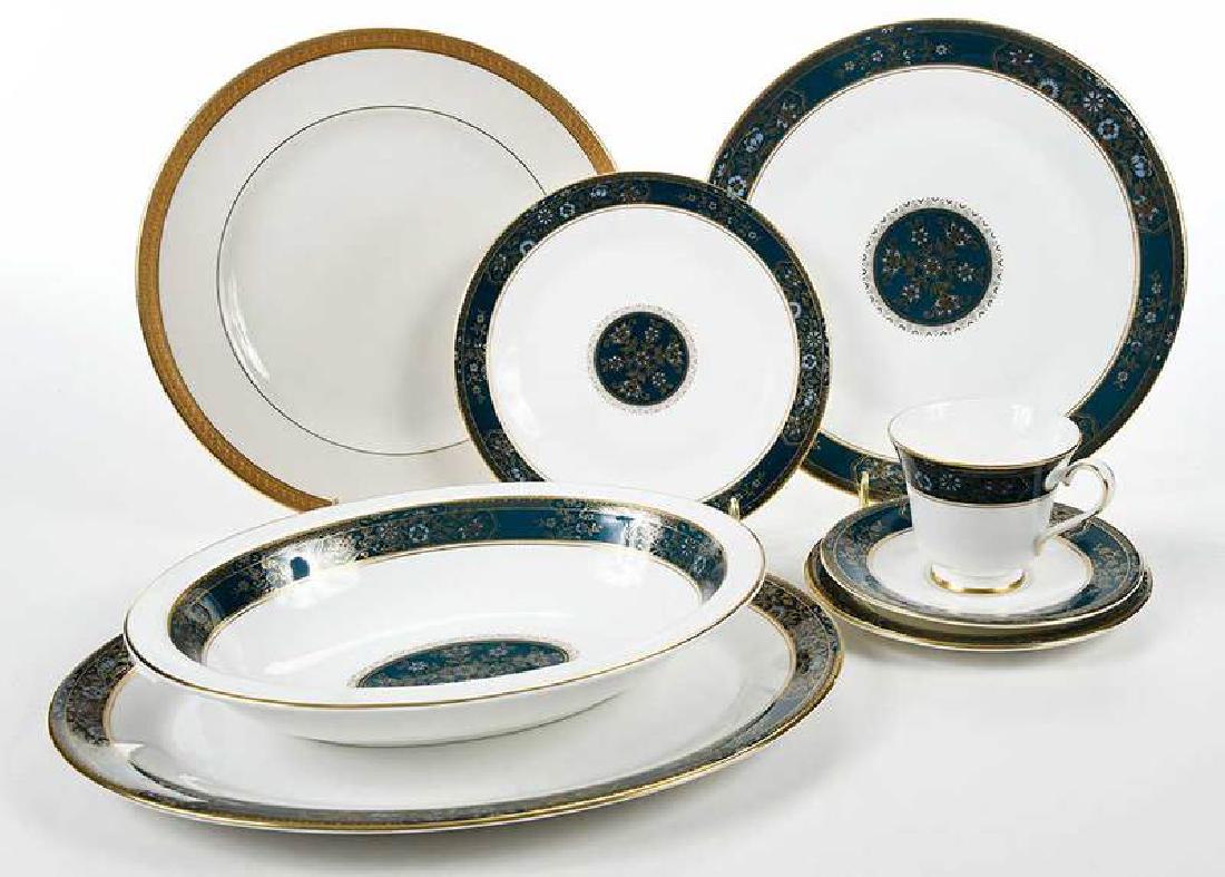 Royal Doulton Carlyle Dinner Service for Ten: 73 tableware items, comprising: British, 1972-1991, 11 dinner plates, 10-5/8 in.; ten salad plates, 8 in.; 11 bread and butter plates, 6-5/8 in.; ten soup bowls, 8 in.; ten footed cups, 3 in.; 11 sauc
