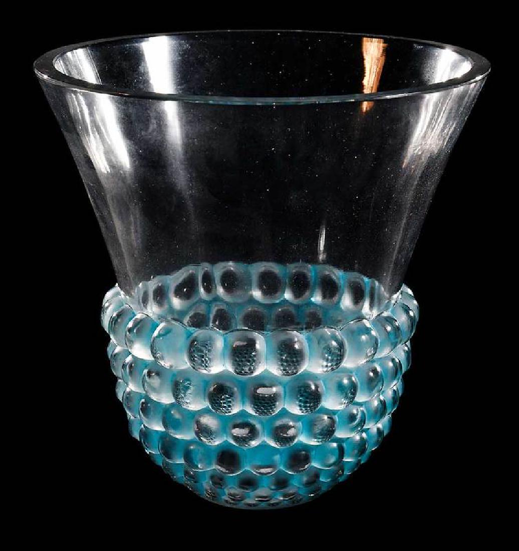 R. Lalique Graines Glass Vase: acid etched "R.LALIQUE/FRANCE", 7-7/8 x 7-3/4 in. , Provenance: Estate of Dr. Philip George, Memphis, Tennessee