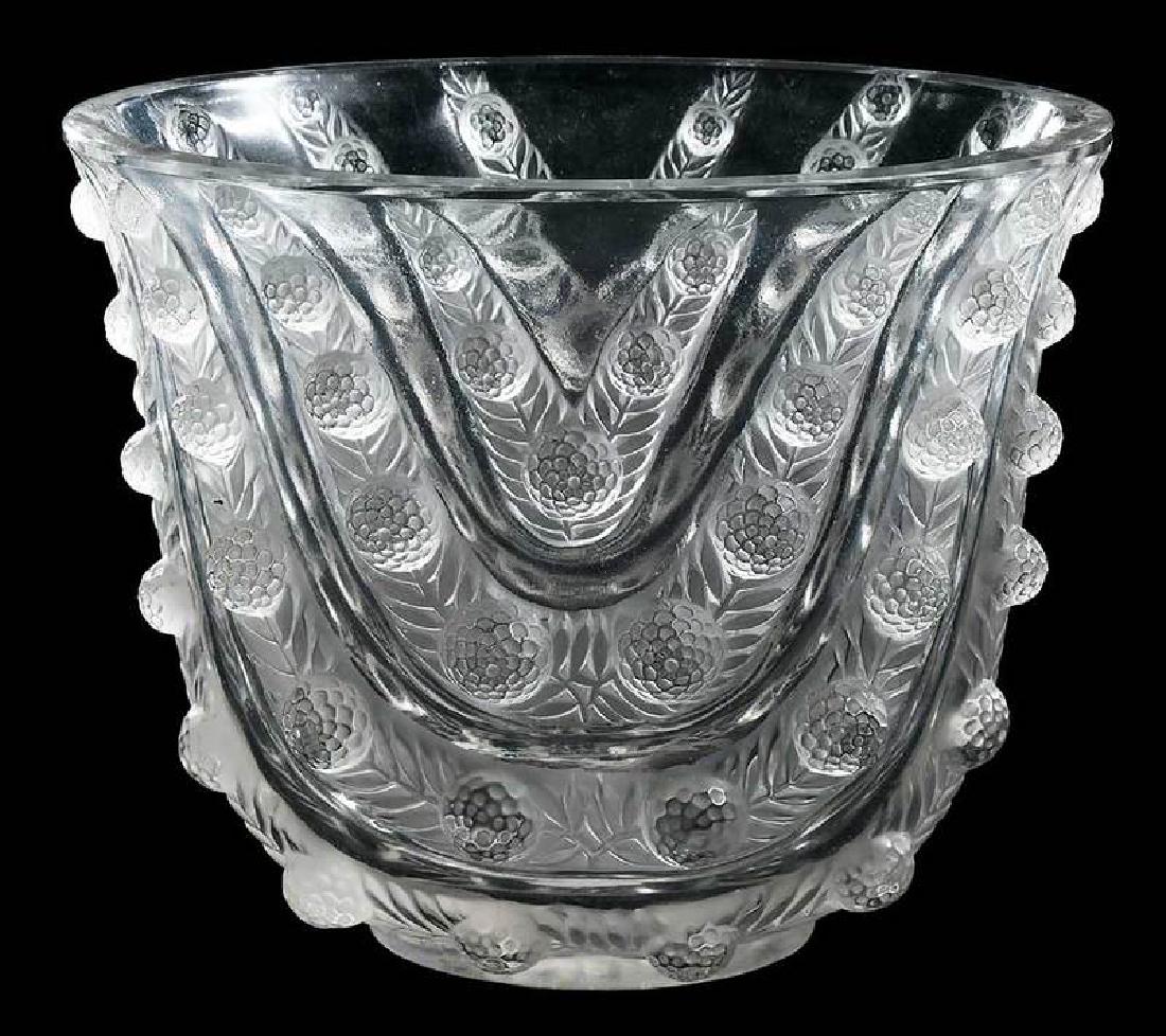 R. Lalique Vichy Frosted Vase: model introduced 1937 model number 10-909, acid etched "R.LALIQUE FRANCE", 6-5/8 x 7-7/8 in. , Provenance: Estate of Dr. Philip George, Memphis, Tennessee