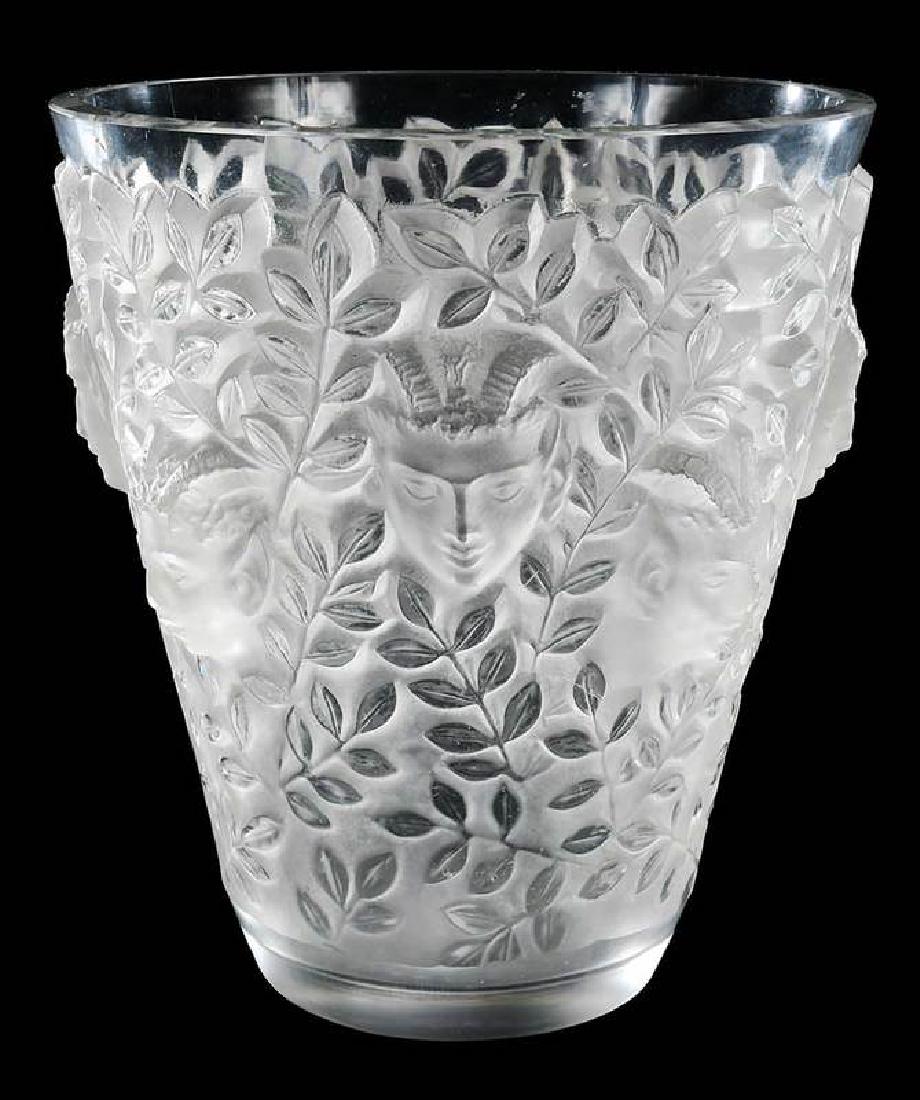 Lalique Silenes Glass Vase: engraved "Lalique France", 7-7/8 in. , Provenance: Estate of Dr. Philip George, Memphis, Tennessee