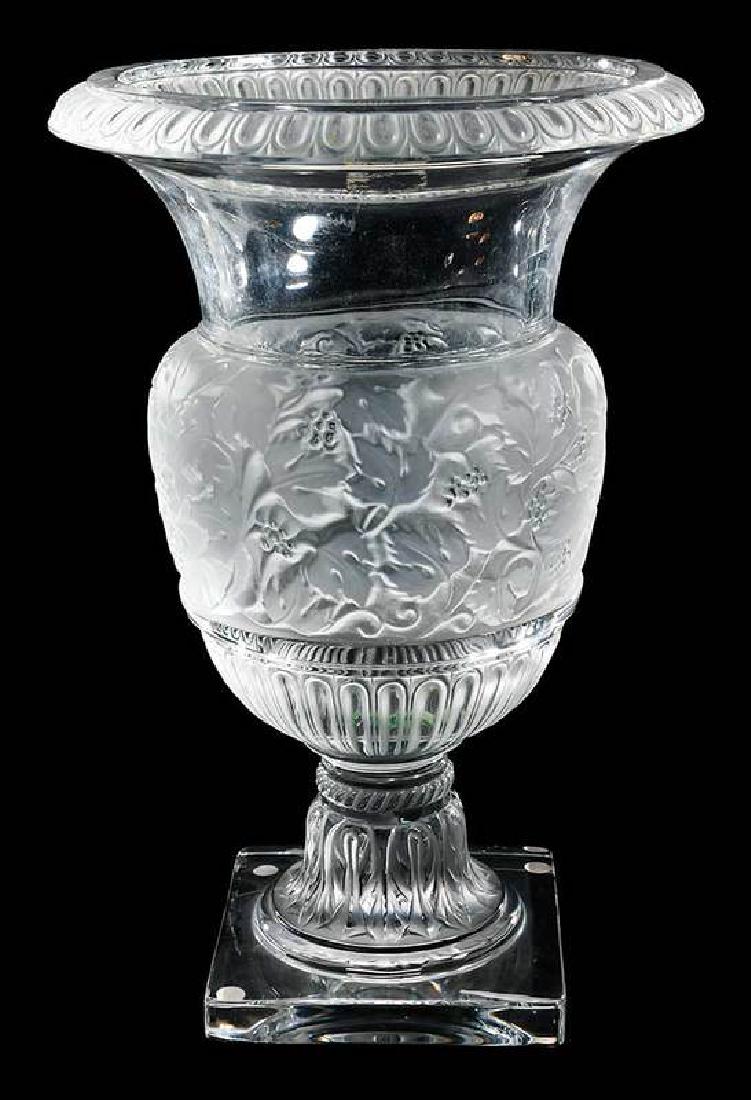Lalique Versailles Glass Vase: engraved "Lalique France", 13-3/4 in. , Provenance: Estate of Dr. Philip George, Memphis, Tennessee