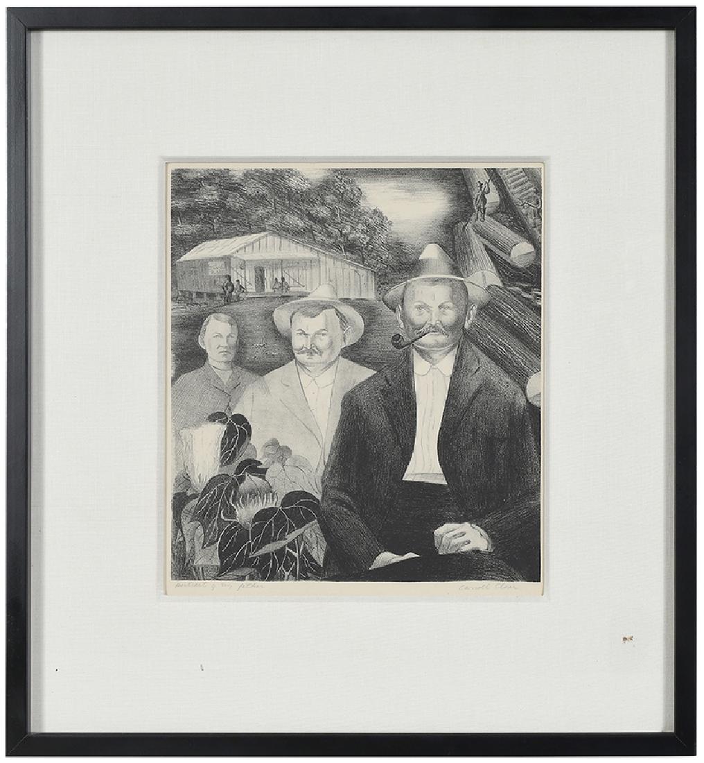 Carroll Cloar: (Tennessee, 1913-1994) Portrait of My Father, signed lower right "Carroll Cloar", lithograph, 15-1/4 x 12-5/8 in.; modern frame, 22 x 20-1/2 in. , Provenance: Kurts Bingham Gallery, Mamphis, TN; Estat