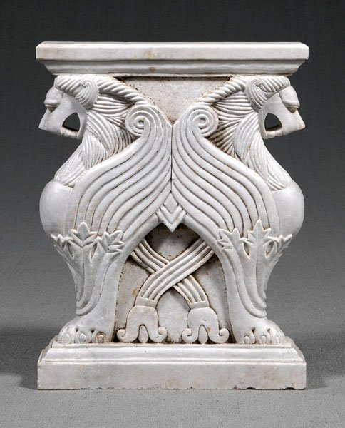 Pair carved marble table supports - 2