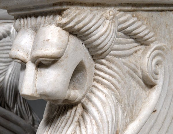 Pair carved marble table supports - 3