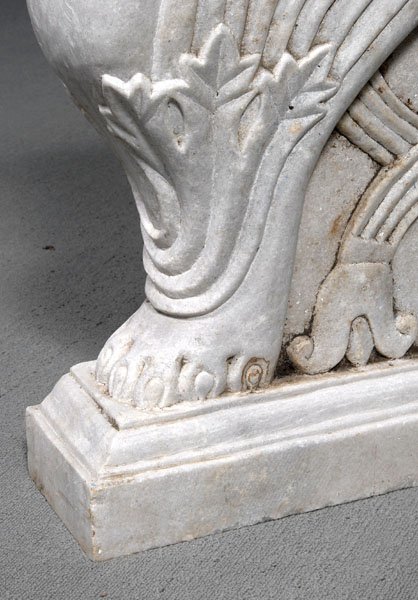 Pair carved marble table supports - 4