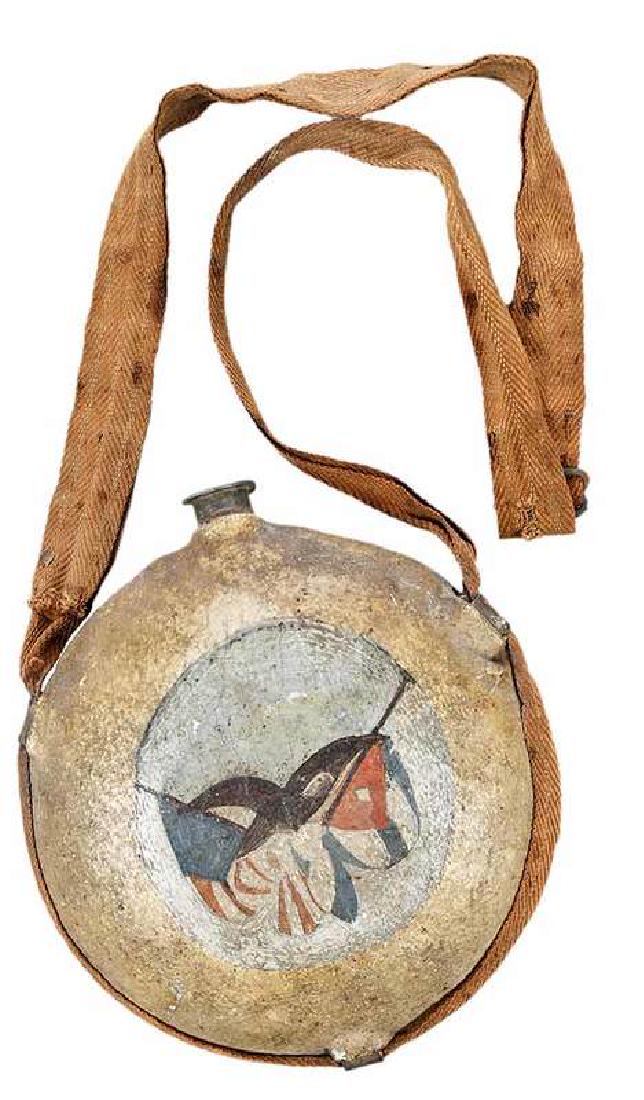 Canteen with U.S. and Cuba Flags: American, early 20th century, hand painted flags of both countries, missing stopper, 8 in. , Provenance: Private Collection, Pinehurst, North Carolina