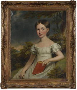 British School: (19th century)Portrait of Rachel Howard, Aged 7 (?), inscribed on bridle stretcher verso, oil on canvas, 30-1/4 x 25-1/8 in.; Hedenryk frame, 38-3/8 x 33 in., Provenance: Collection of Wilfred and Ele