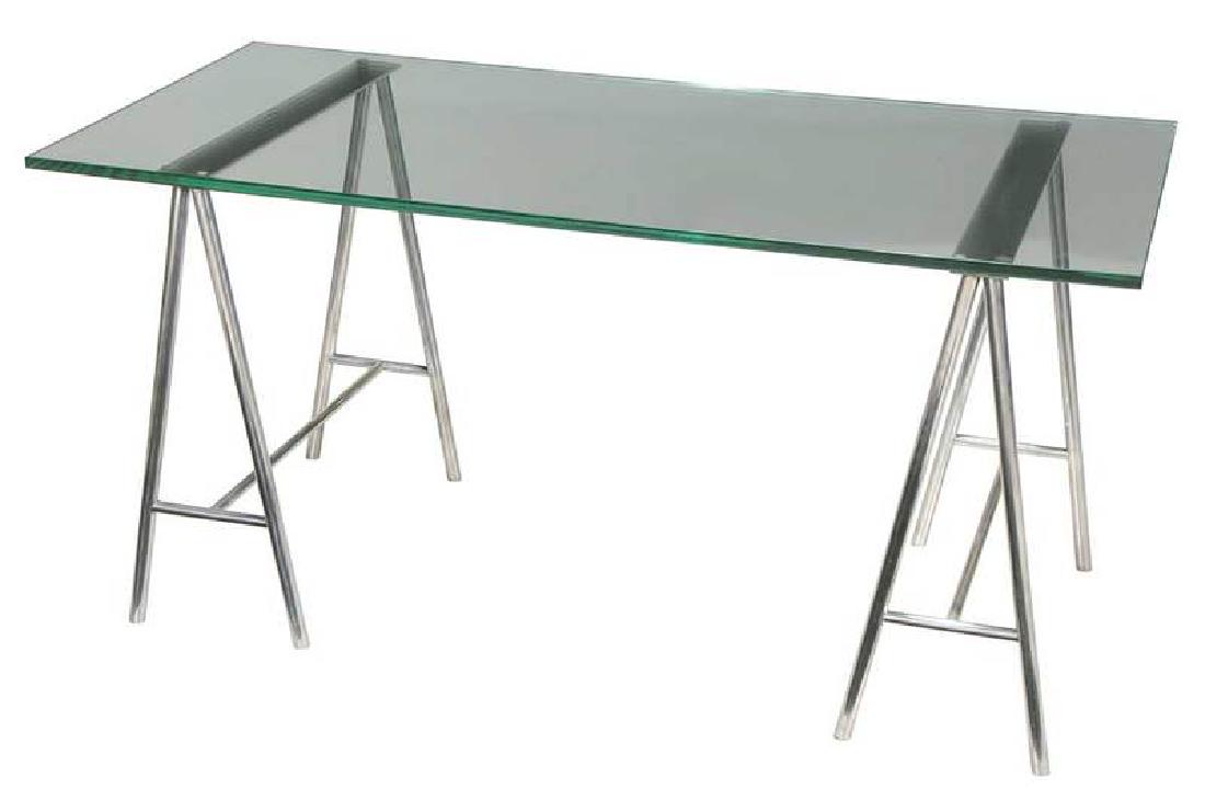 Aluminum Glass Top Sawhorse Desk Jul 20 2019 Brunk Auctions In Nc