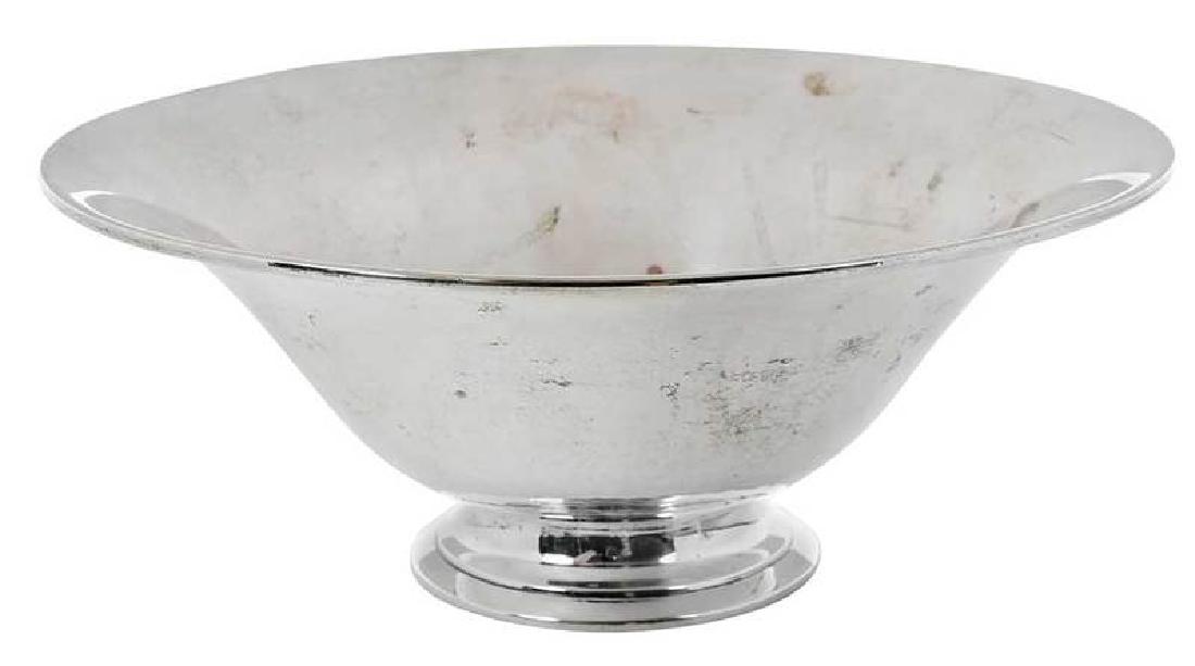 Porter Blanchard Sterling Footed Bowl: American, Revere style, light hammered finish, marks for Porter Blanchard (Gardner, Massachusetts, working 1915-1923; Burbank, Pacoima, and Calabasas, California, working 1923-1993), no monogram,