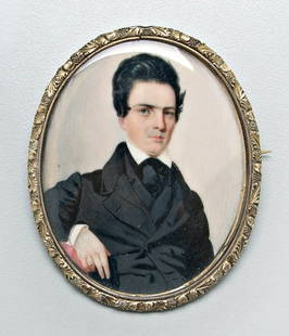 Important North Carolina miniature,: thought to be a portrait of Freeman Woods (North Carolina, 1765-1834), a silversmith living in New Bern, North Carolina, 1794-1834, unsigned, attributed to Ezra Ames, New York, 1768-1836, watercolor o