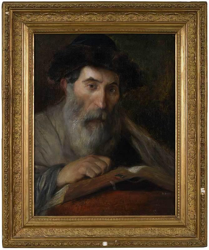 German or Austrian School: (19th/20th century)Rabbi, signed lower right indistinctly "Otto Hendrich?", oil on canvas, 20-3/4 x 16-1/2 in.; gilt wood and composition frame, 27-1/8 22-3/4 in. Provenance: Private Collection, Atlan