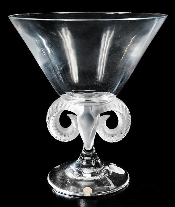 Lalique Aries Glass Bowl: engraved "Lalique France" and "Made in France" label, 8-5/8 x 7-3/4 in. Provenance: Estate of Dr. Philip George, Memphis, Tennessee