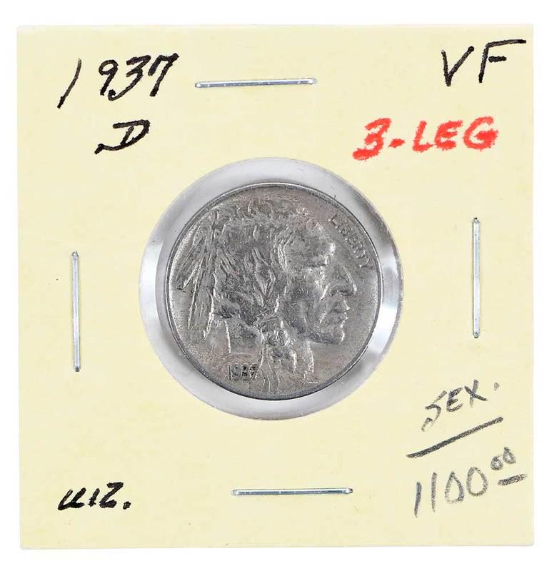 1937-D Buffalo Nickel 3 Leg Variety: popular error from the Buffalo Nickel series Provenance: Private Collection, Asheville, North Carolina
