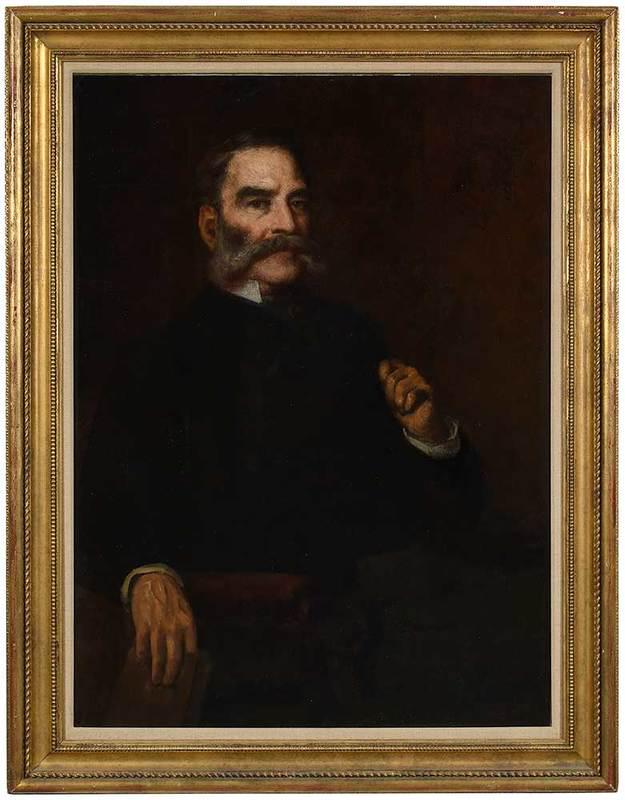 Eastman Johnson: (American, 1824-1906)Portrait of Morris K. Jesup, unsigned, oil on canvas, 41 x 30 in.; reproduction carved gilt wood and composition frame, 38 x 48-3/4 in. Note: To be included in Patricia Hills's fo