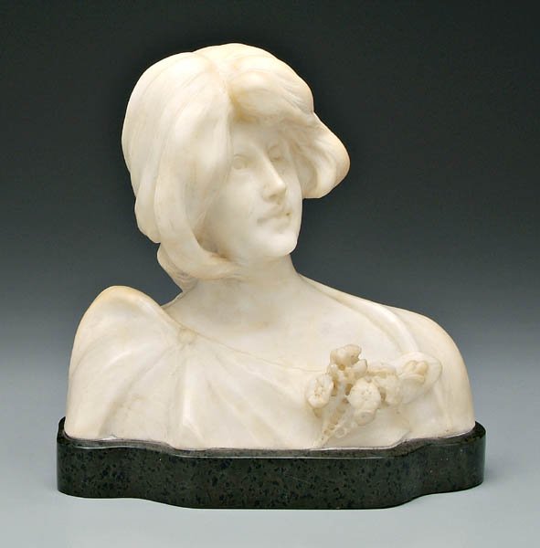 Art Nouveau carved alabaster bust,
